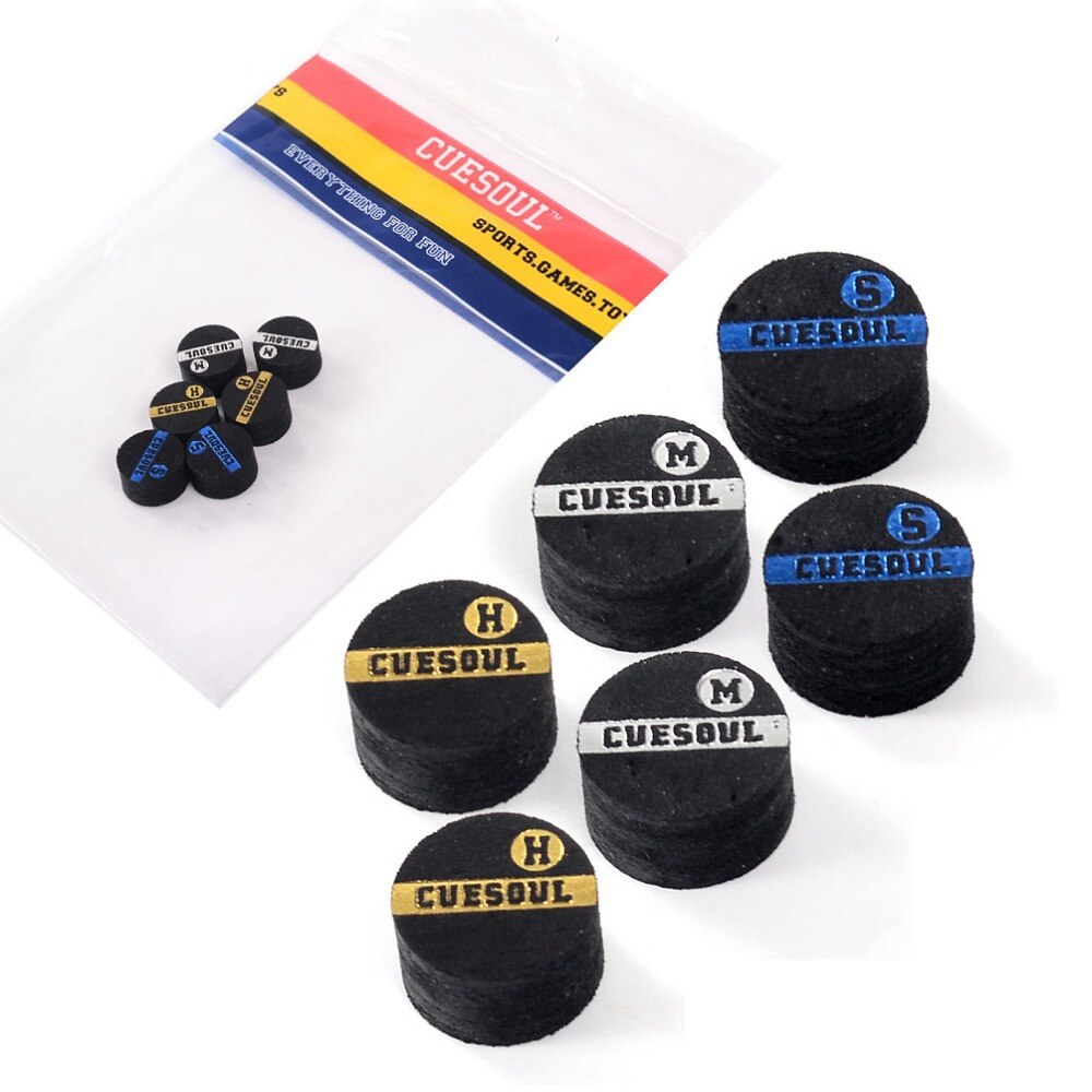 CUESOUL Snooker Cue Tip 10mm 6 Layer S/M/H Japan Pigskin Snooker Cue Tips, 6pcs/Set