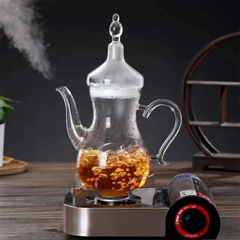 Large Capacity 1000ml High Borosilicate Arabic Glass Teapot With Filter Heat Res