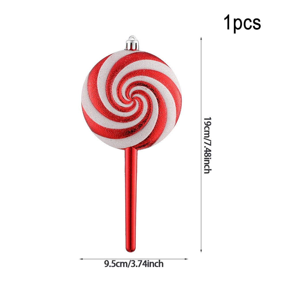 Multi Size Red and White Christmas Candy Canes Christmas Balls Christmas Tree Pendant Family Christmas Decoration New Year