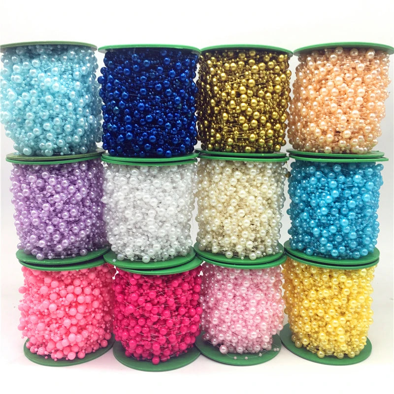 5yards Fishing Line Artificial Pearls Beads Chain Garland Flowers Wedding Christmas Decoration Brides Headgear 3mm 8mm Beads
