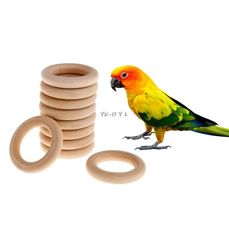 10 Pcs/Set Natural Wooden Ring Home Decoration Pet Parrot Bird Parakeet Toys Bit