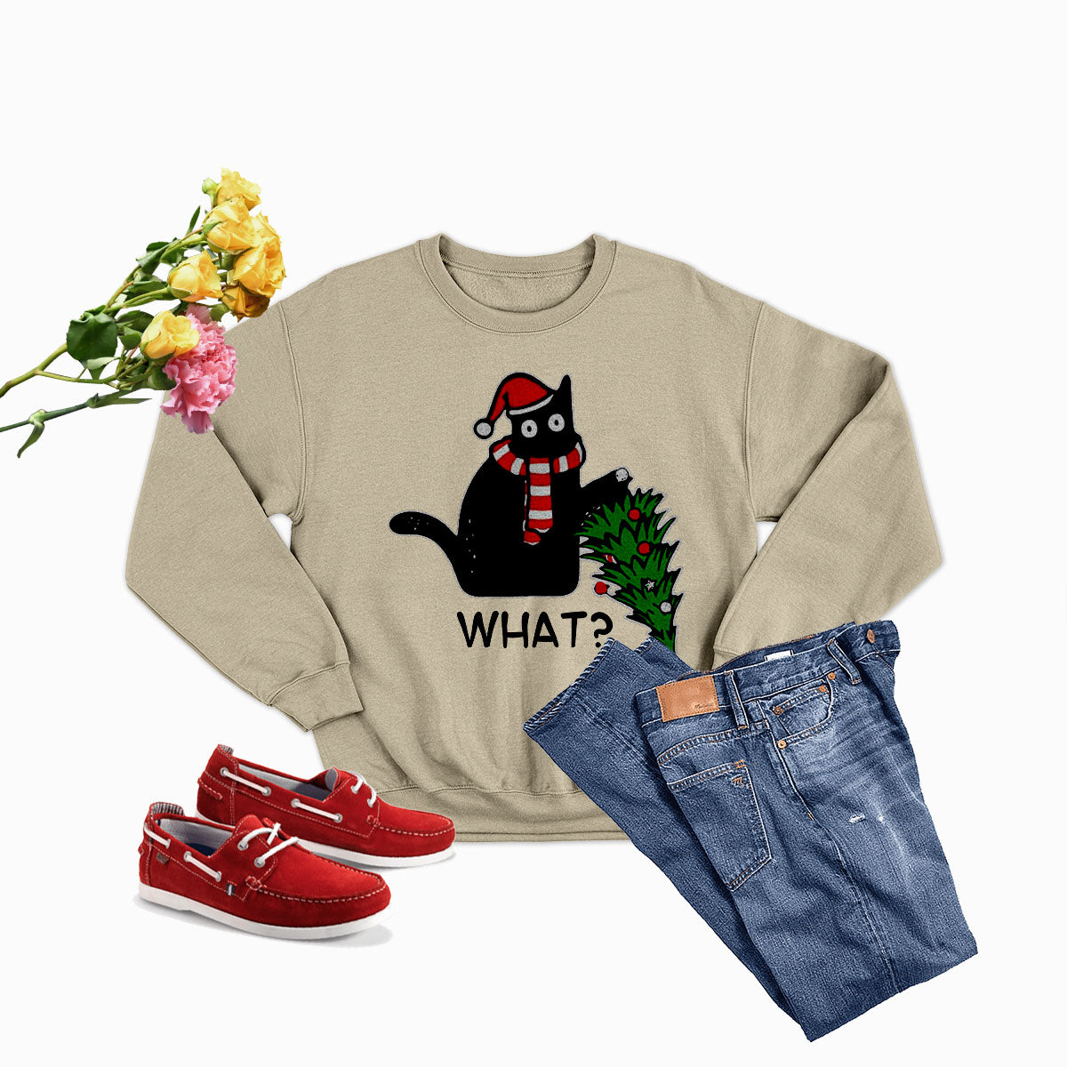 What Cat Christmas Tree Sweat Shirt