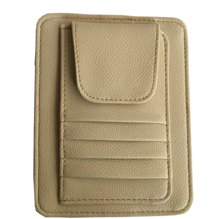PU Car Vehicle Sun Visor Sunglasses Eyeglasses Glasses Holder Storage Clip Credit Card Package ID Storage Pen Bag With 3 Color