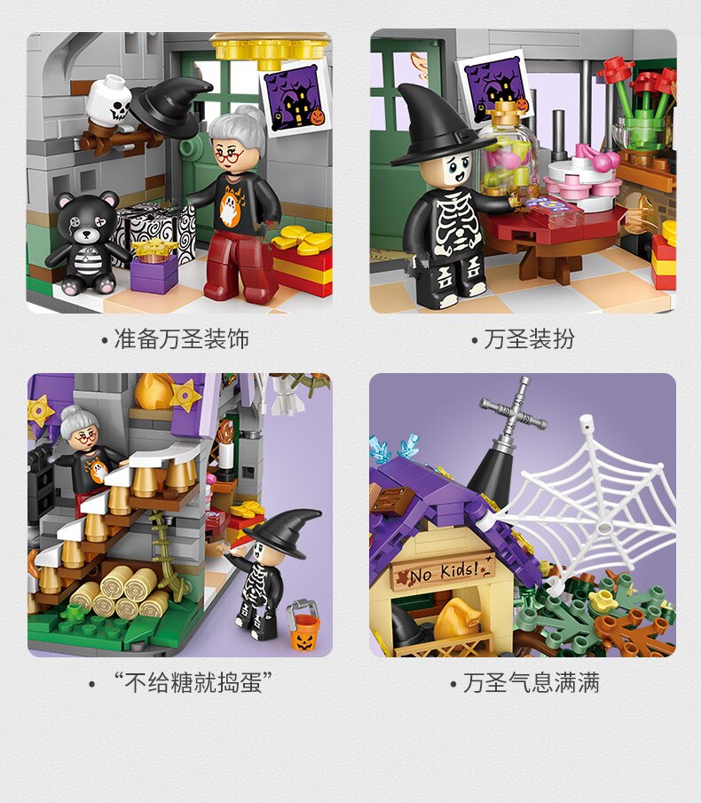 LOZ Mini Blocks Halloween MOC Hut House Pumpkin uCarriage Happy Halloween Learning I-Interactive Assemble Toys Brinquedos