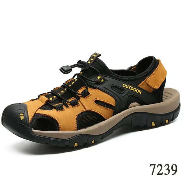 Summer Men's Sandals Leather Men Shoes Men Breathable Design Outdoor Men Leather Sandals Fashion Walking Roman Sneakers