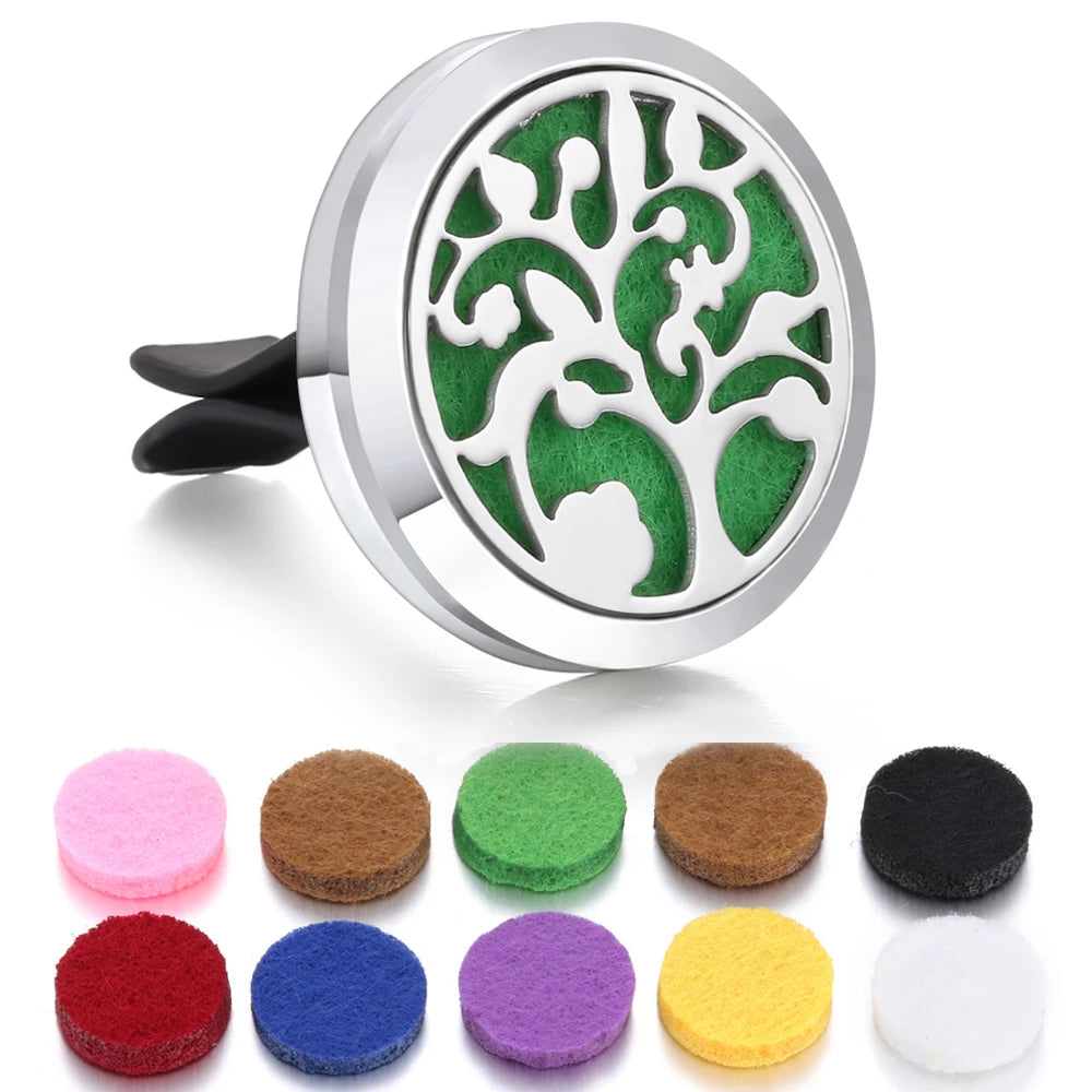 Aromatherapy Jewelry Car Perfume Diffuser Clip 30mm Flower Tree of Life Perfume Essential Oil Diffuser Locket Pendant Necklace
