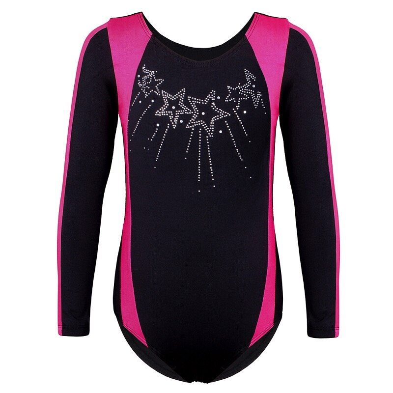 BAOHULU Long Sleeve Girls Gymnastics Leotard Sparkle Children Ballet Leotard