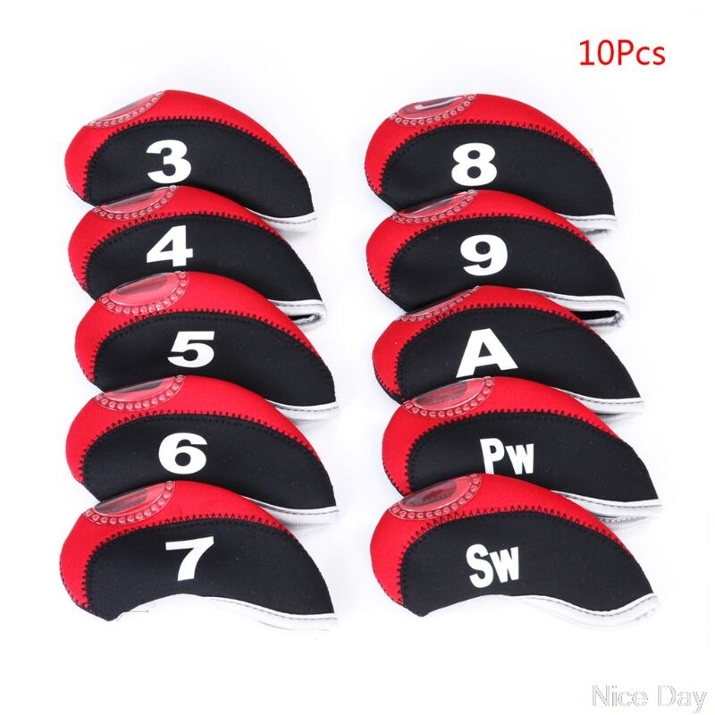 9/10/12Pcs Portable PU Golf Club Iron Head Covers Protector Golfs Head Cover Set D11 19 Dropship
