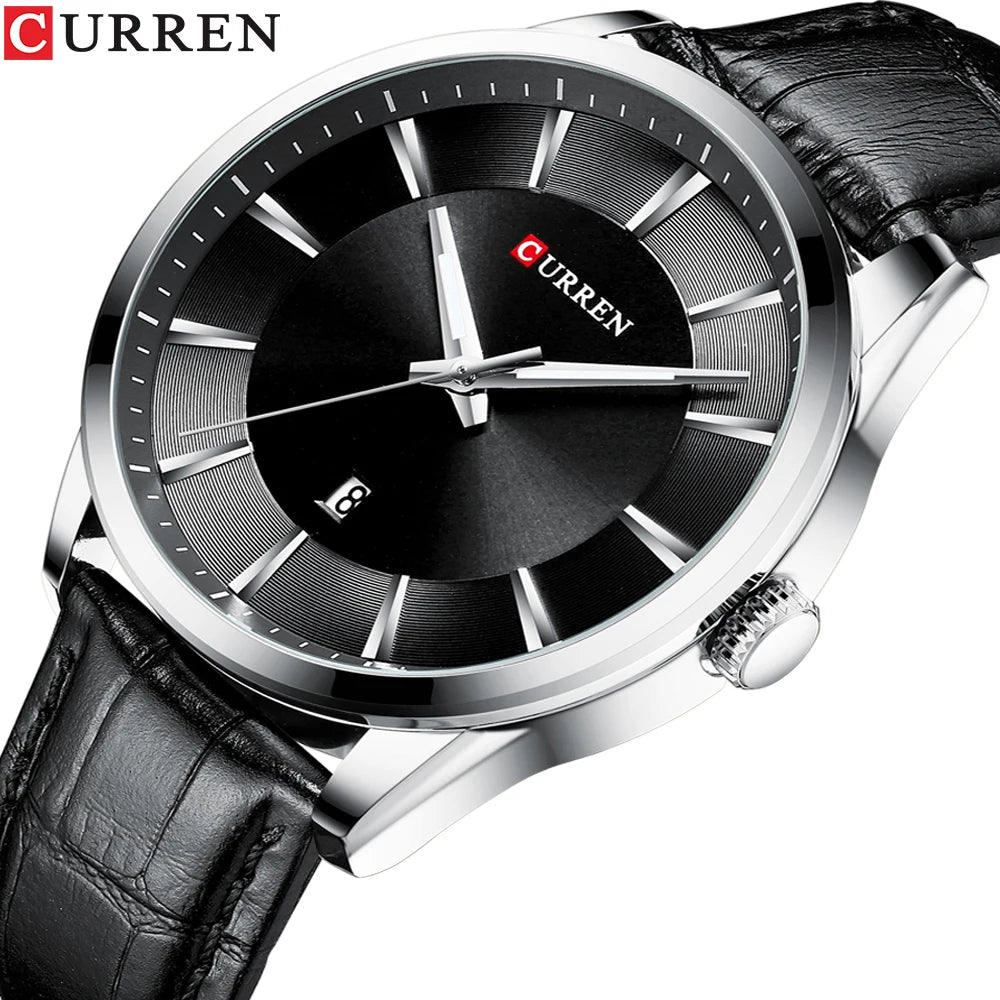 CURREN Quartz Watches for Men Leather Strap Male Wristwatches Top Luxury Brand Business Men's Clock 45 Mm Reloj Hombres