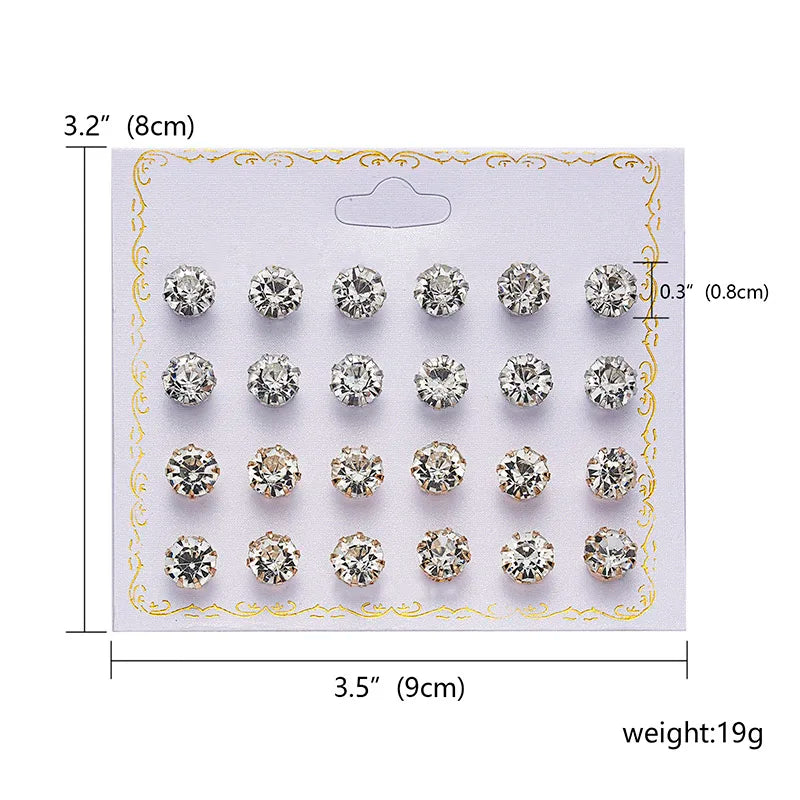 24pcs Crystal Nose Ring & Studs Body Women Girl Jewelry Stainless Surgical Steel Nose Piercing Colorful Rhinestone