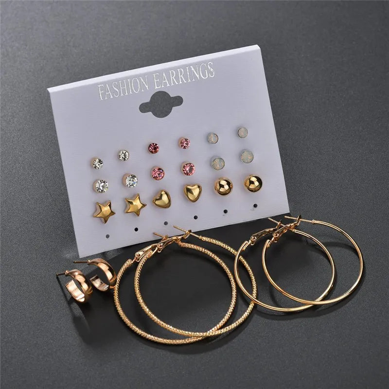 Modyle New Hot Sell Small Stud Earrings Set for Women Girl Punk Stud Earrings Set Personality Party Jewelry Brincos