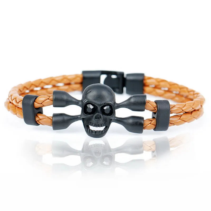 XQNI Brand Pop Skull Leather Men Bracelet High Quality Popular Boys Courage Knighthood Skeleton Male Charm Bracelet Jewelry