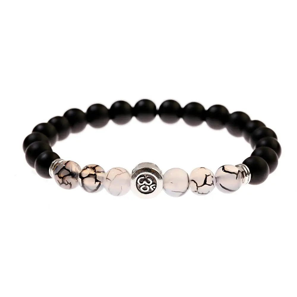 Buddhism Yoga Balance Bracelet Men Bileklik Black Matte Natural Stone Beads Bracelet for Women Braclet Jewelry AB216