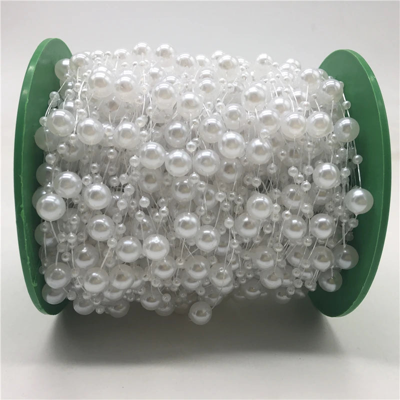 5yards Fishing Line Artificial Pearls Beads Chain Garland Flowers Wedding Christmas Decoration Brides Headgear 3mm 8mm Beads