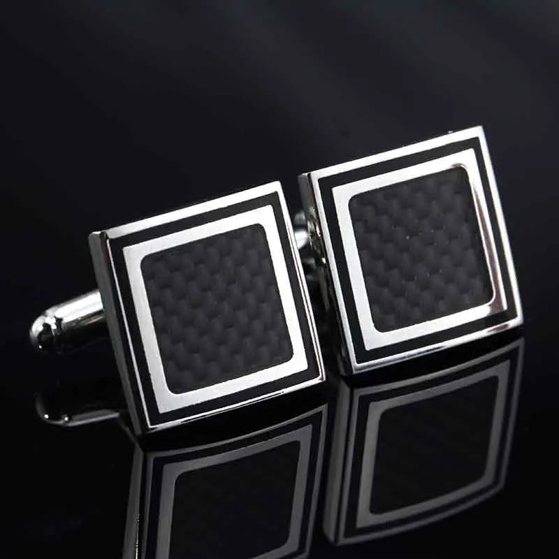 Novelty Luxury Quality Copper Carbon Fibe/ Red Wood/Crystal Cufflinks Design for Mens French Suit Accessories Jewellery Gemelos