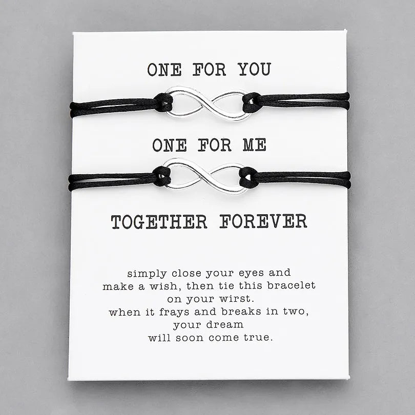 Pipitree 2pcs/Set Together Forever Love Infinity Bracelet for Lovers Red String Couple Bracelets Women Men's Wish Jewelry