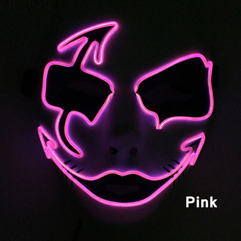 Neon Light LED Mask LED Halloween Scary Mask Cosplay Party Masque Masquerade Masks Halloween Costume Carnival Glow Party Props