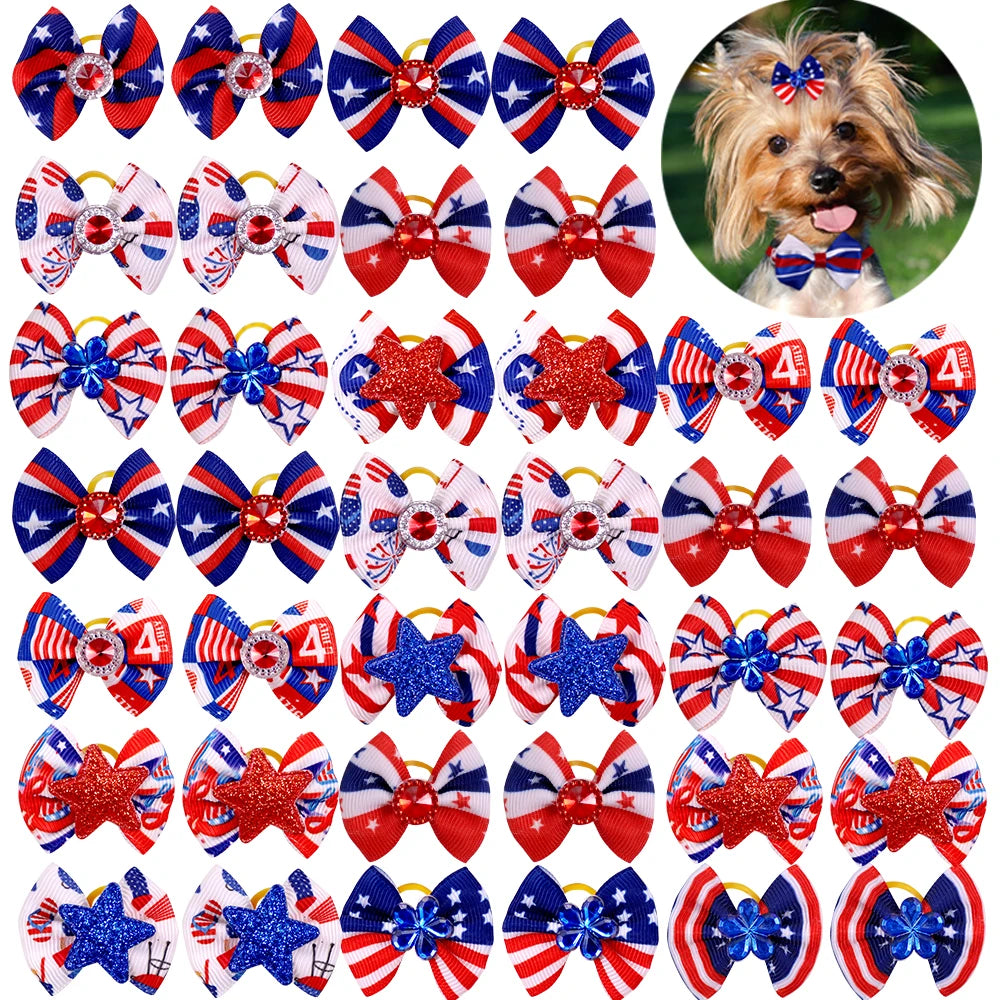 20PCS Pet Bows Dog Hair Bows for Puppy Yorkshirk Small Dogs Hair Accessories Grooming Bows Rubber Bands Dog Bows Pet Supplies