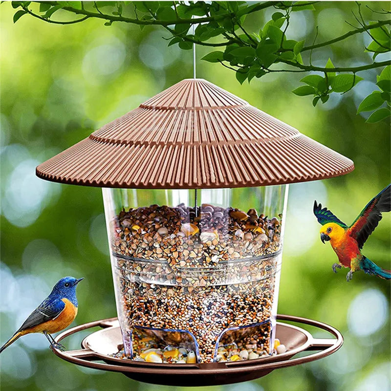 Waterproof Garden Gazebo Hanging Wild Bird Feeder Outdoor Container With Hang Rope Pet Birds Feeding House Type Bird Feeder