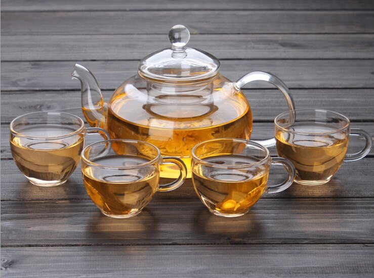 Tea Set High Borosilicate Glass Tea Pot Set Infuser Coffee Tea Leaf Herbal 6 Cups Warmer Teapot Kitchen Accessories Home
