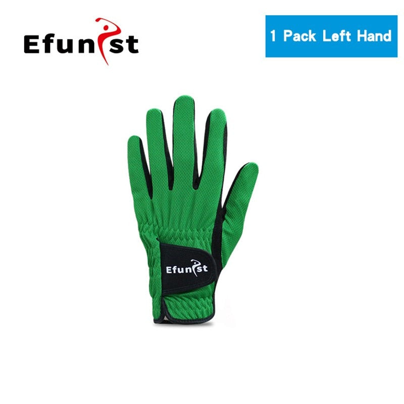 Pack 1 Pcs/Pair Efunist Golf Glove Men Left Hand Breathable Green 3D Performance Mesh Non-Slip Micro Fiber Golf Gloves Mens Man
