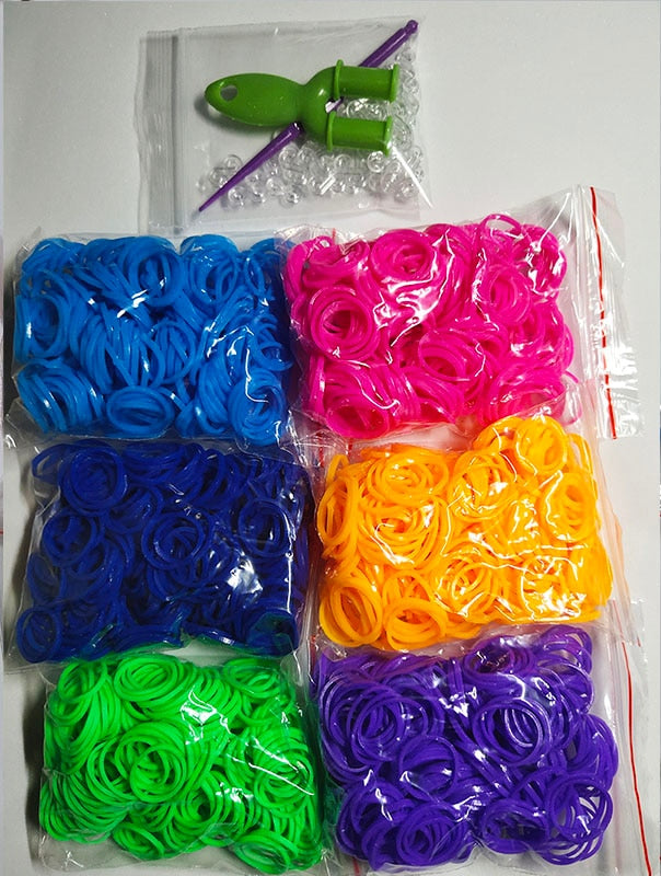 1800pcs Rubber Loom Bands Diy Toys for Kids Lacing Bracelets Girls Hair Rubber Bands Refill Make Woven Bracelet
