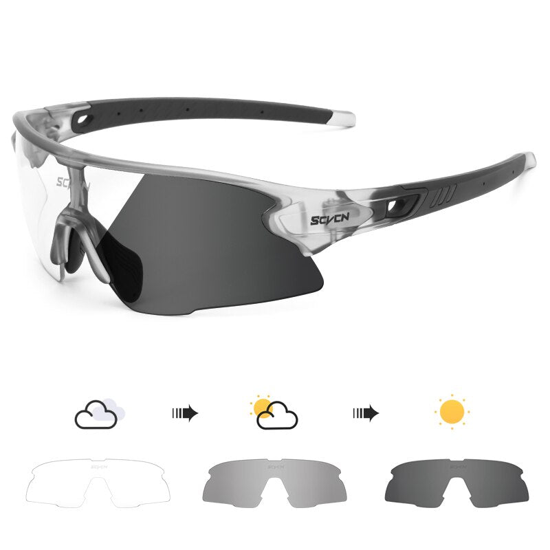SCVCN Photochromic Bicycle Glasses Men’s Women Sports Runing Cycling Sunglasses UV400 Fishing Eyewear Mtb Bike Bicycle Goggles