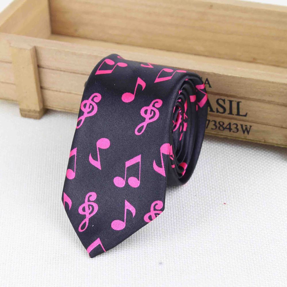 Men's Fashion Neckties Helloween Festival Christmas Tie Soft Designer Character Necktie Music Score Piano Guitar
