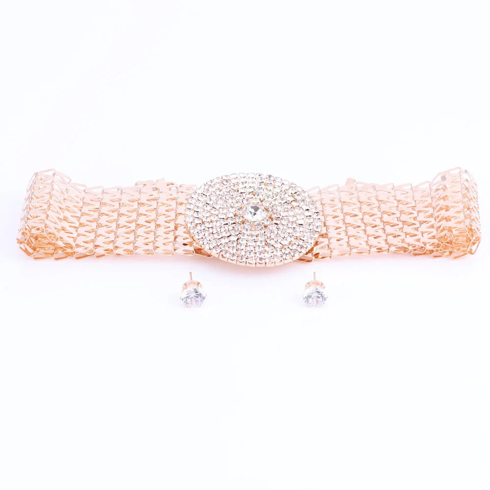 Crystal Bridal Jewelry Sets Gold Color Rhinestone Necklace Wedding Engagement Jewelry Sets for Women