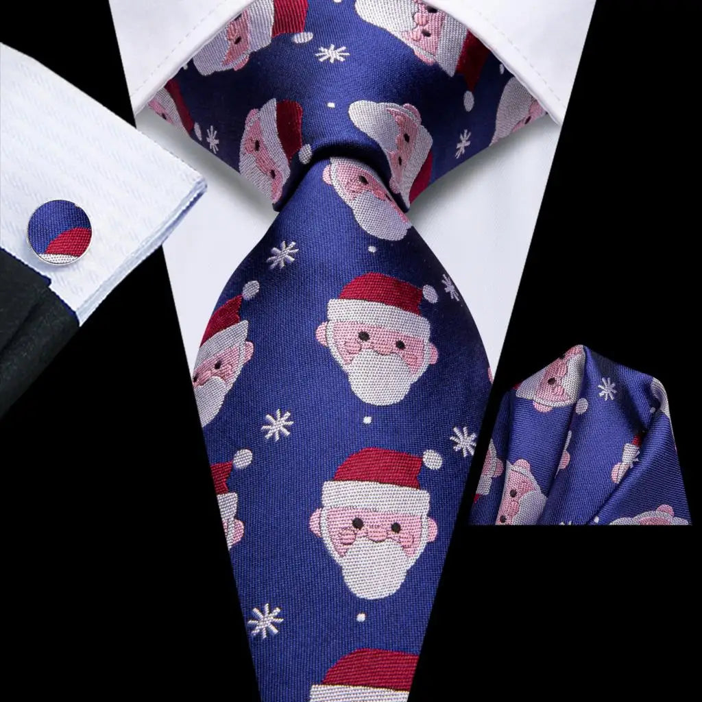 Business Tie for Men Silk Blue Tie Dots Necktie Set Plaid Cufflinks for Wedding Business Tie 150cm Hi-Tie SN-3529