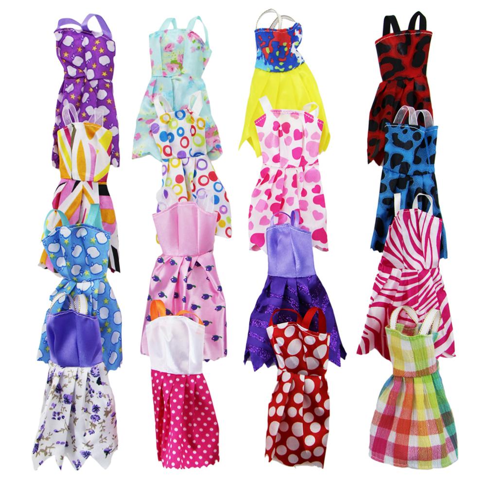 Random 10/20 Sets Mini Dress Colorful Summer Sleeveless Dollhouse Accessories Clothes for Barbie Doll Lovely Girl Toy Lot