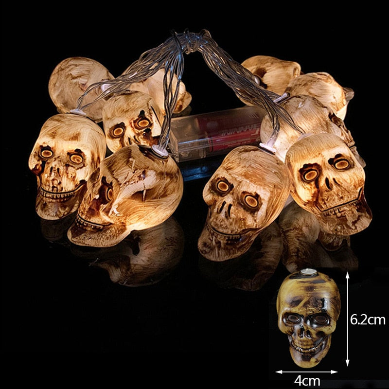 10LED Halloween Pumpkin Spider Bat Skull String Lights Lamp DIY Hanging Horror Halloween Decoration for Home Party Supplies