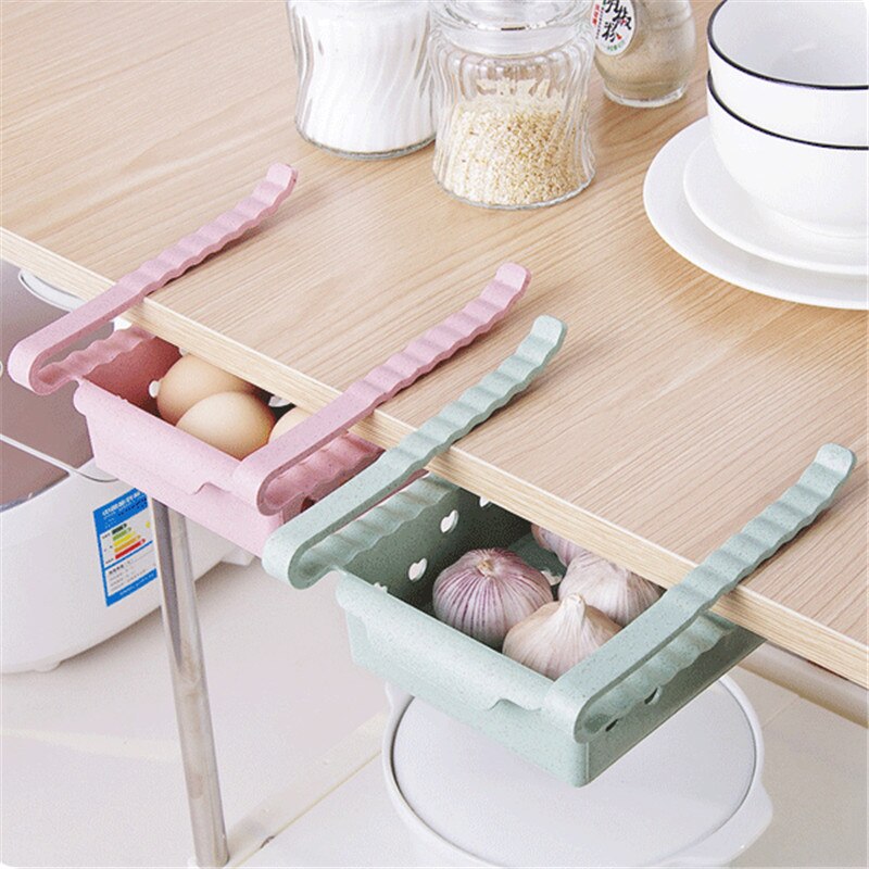 ABS Slide Storage Rack Organizer Adjustable Refrigerator Shelf Holder Drawer Organiser Space Saver Fruit Snack Kitchen Rack Shel