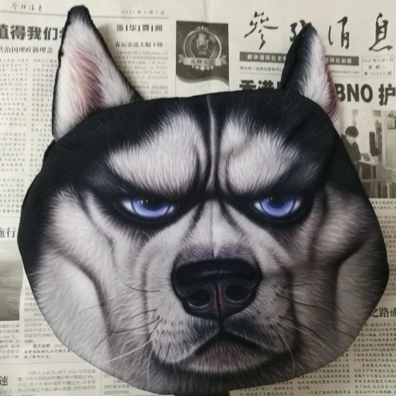 Creative 3D Printed Cat Dog Pets Face Car Headrest Car Neck Support Supplies Neck Safety Cushion Case Without Filling