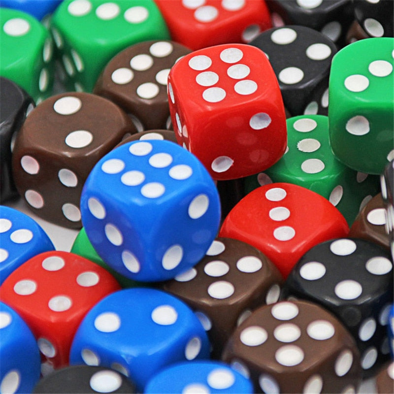 10Pcs High Quality 16mm Multi Color Six Sided Spot D6 Playing Games Opaque Point Dice for Bar Pub Club Party Board Game