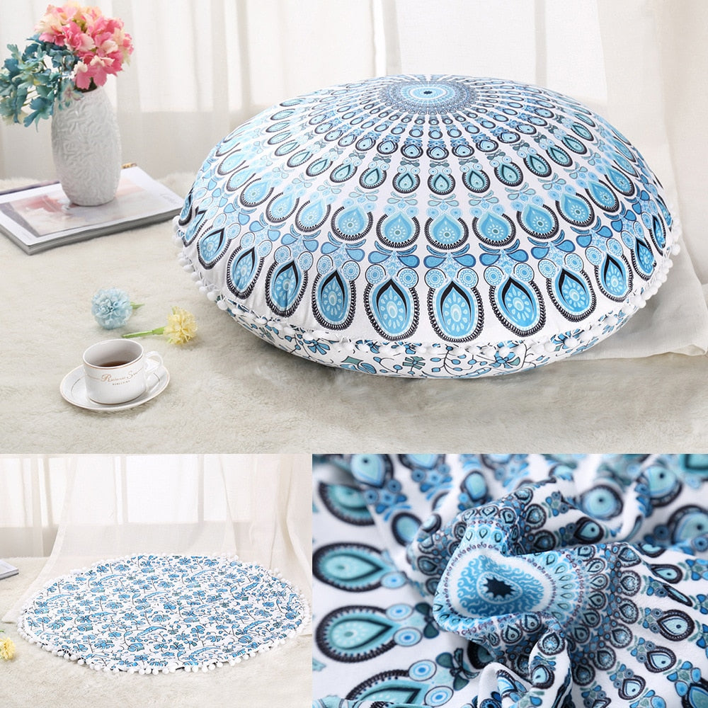 Colorful Mandala Floor Pillows Ottoman Round Bohemian Meditation Cushion Pillow Pouf48