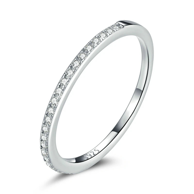 WOSTU Simple Rings 100% 925 Sterling Silver Shimmering Wish Stackable Ring for Women Wedding