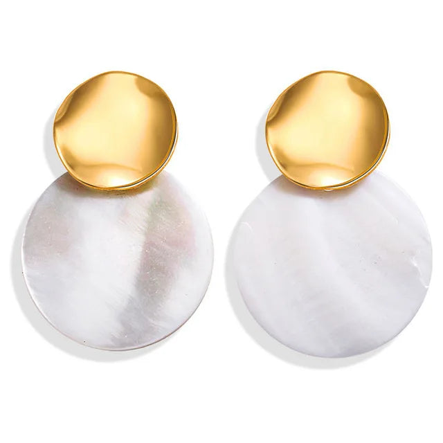 Simple Fashion Gold Color Silver Plated Geometric Big Round Clip Earrings for Women Fashion Big Hollow Ear Clip Jewelry