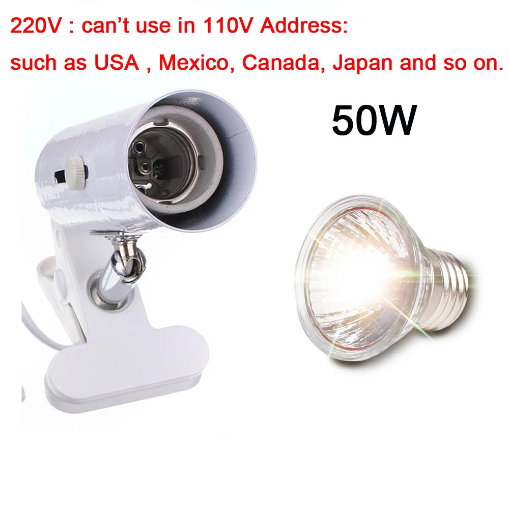 UVA+UVB 3.0 Reptile Lamp Kit With Clip-On Ceramic Light Holder Turtle Basking UV Heating Lamp Set Tortoises Lizard Lighting 220V