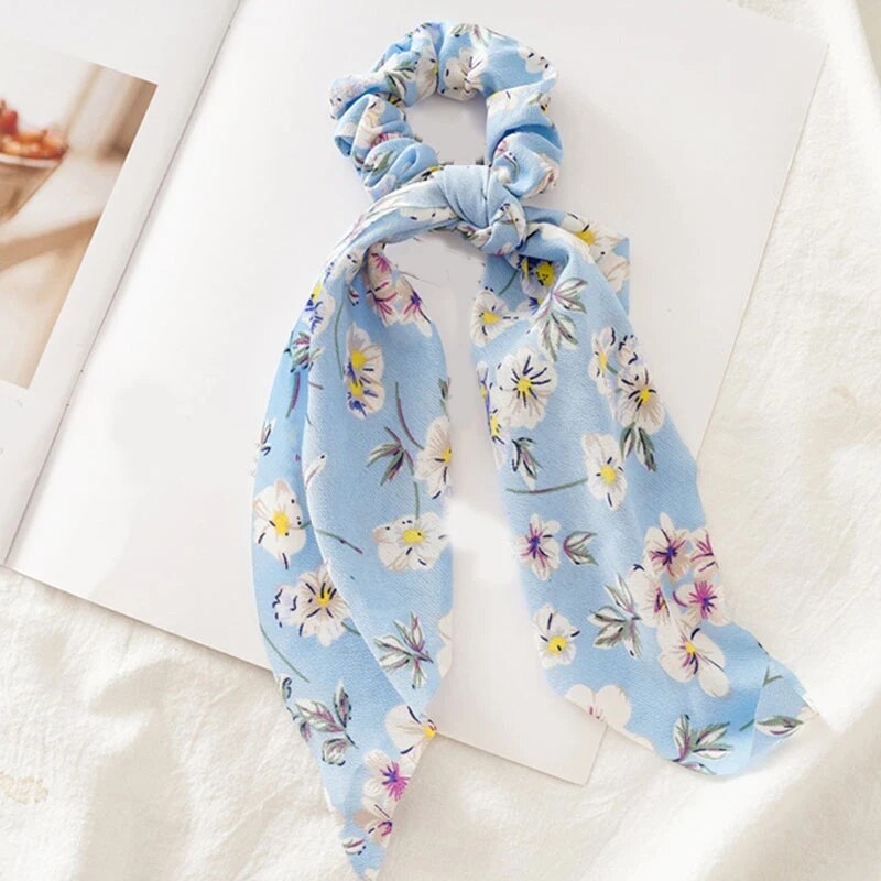 Santa Claus Bows Hair Scrunchies Long Ribbon Ponytail Scarf Hair Tie Women Girls Elastic Hair Bands Christmas Hair Accessories