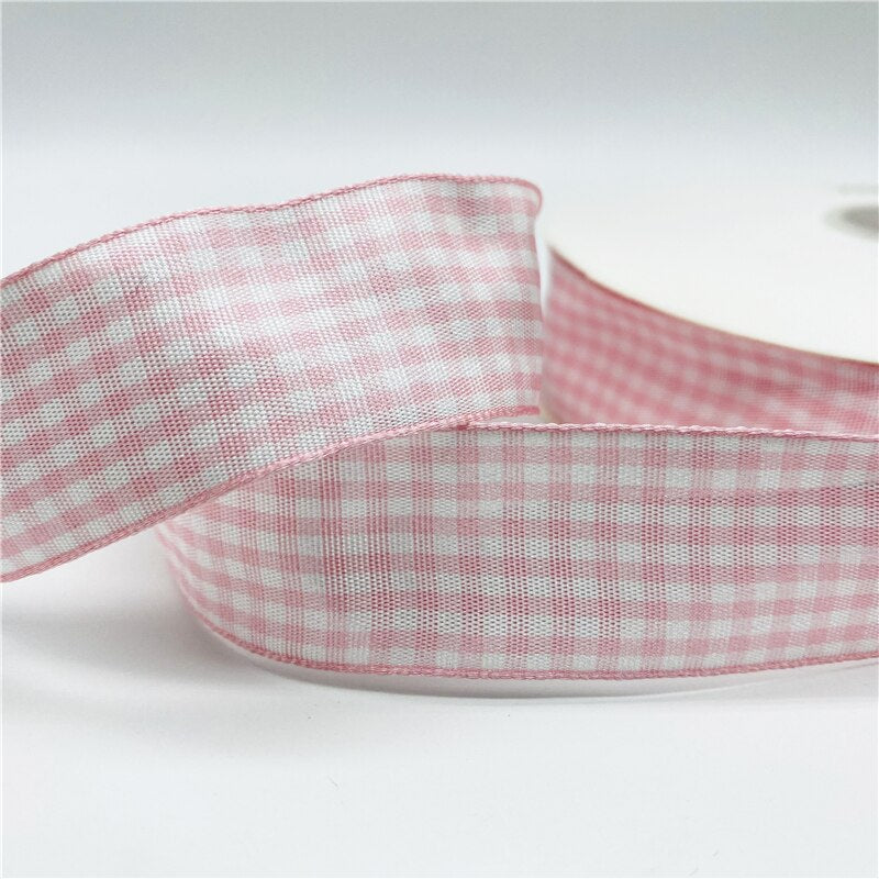 5yards/Lot 25mm Plaid Ribbon Christmas Decor Ribbon for Handmade Design Christmas Decoration DIY