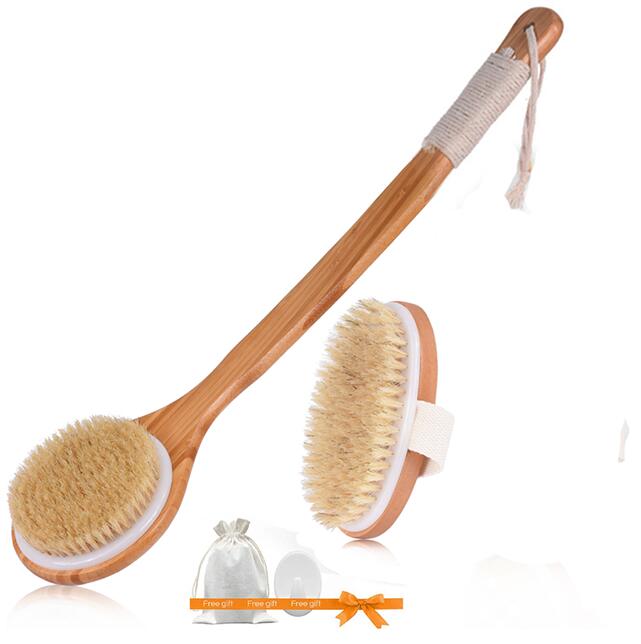 TREESMILE Natural Bristle Bath Brush SPA Woman Man Skin Care Dry Body Brush D40