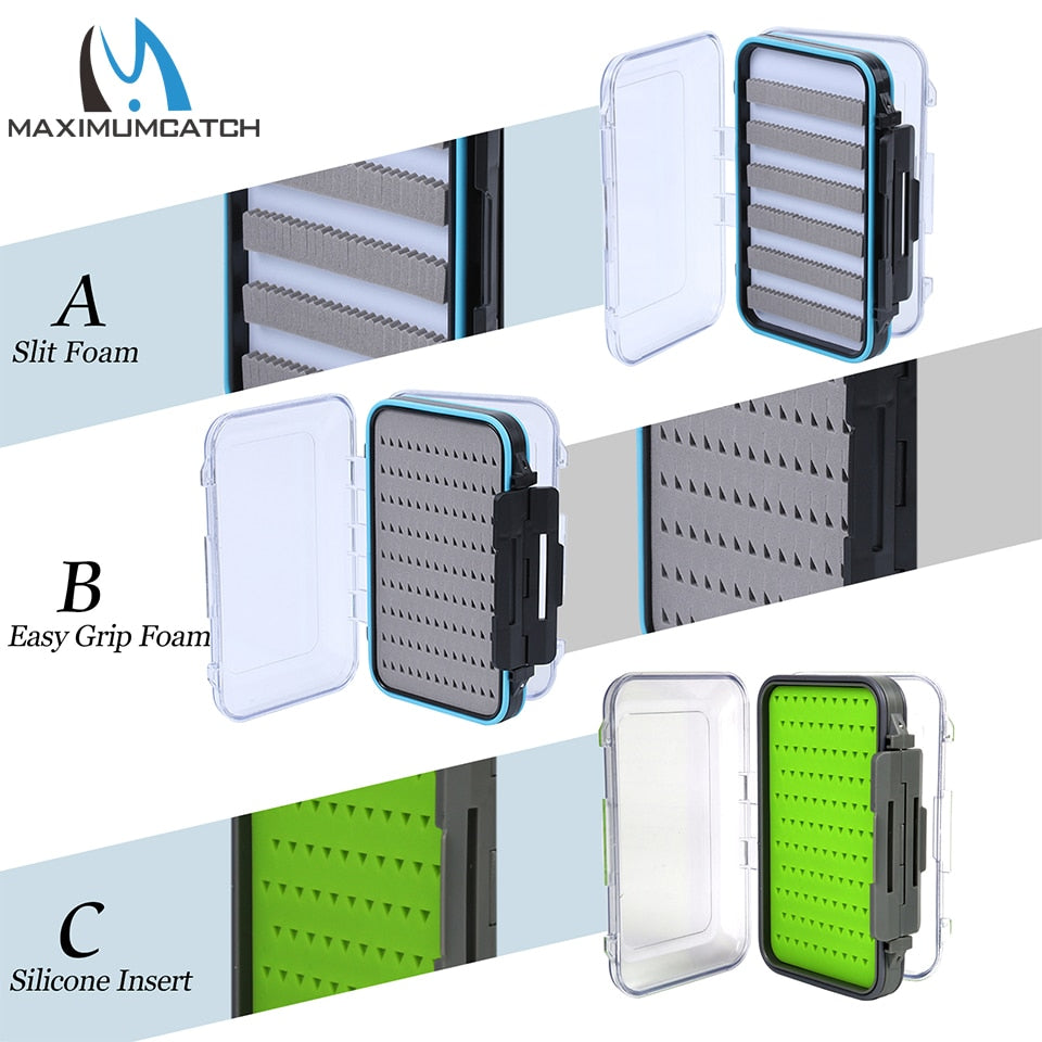 Maximumcatch Fly Box Waterproof Slit Foam High Density 4 Size Fly Fishing Tackle Box