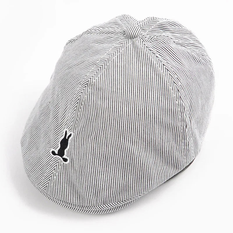 Cute Kids Striped Beret Boys Girls Solid Baseball Cap Cotton Beret Hat Children Peaked Caps