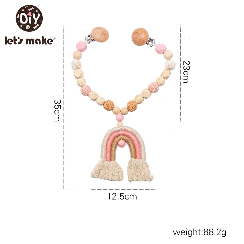 Let's Make Wood Teether Baby Bed Hanging Rattles Toy Make Noise Bird Elephant Shape Crochet Beads Bracelet Pram Clip Baby Rattle