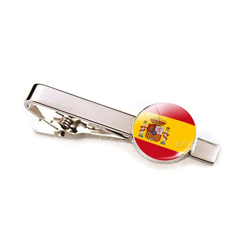 30 Countries National Flag Tie Clips Men Metal Necktie USA Flag Clip Pins Button Wedding Suit Accessories