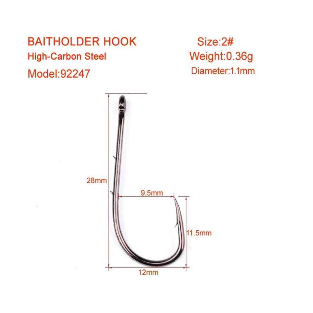 50pcs/Lot Carbon Steel Fishing Hooks 1#-6# Baitholder Black Color Jig Head Crank Barbed Hook for Soft Worm Bass Carp Fishing