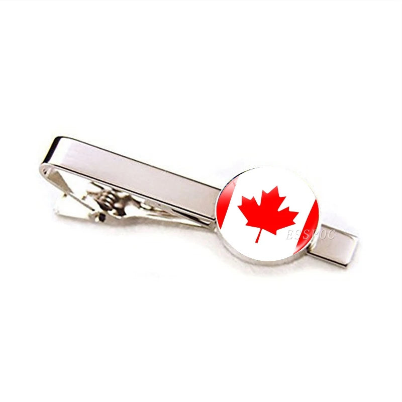 30 Countries National Flag Tie Clips Men Metal Necktie USA Flag Clip Pins Button Wedding Suit Accessories