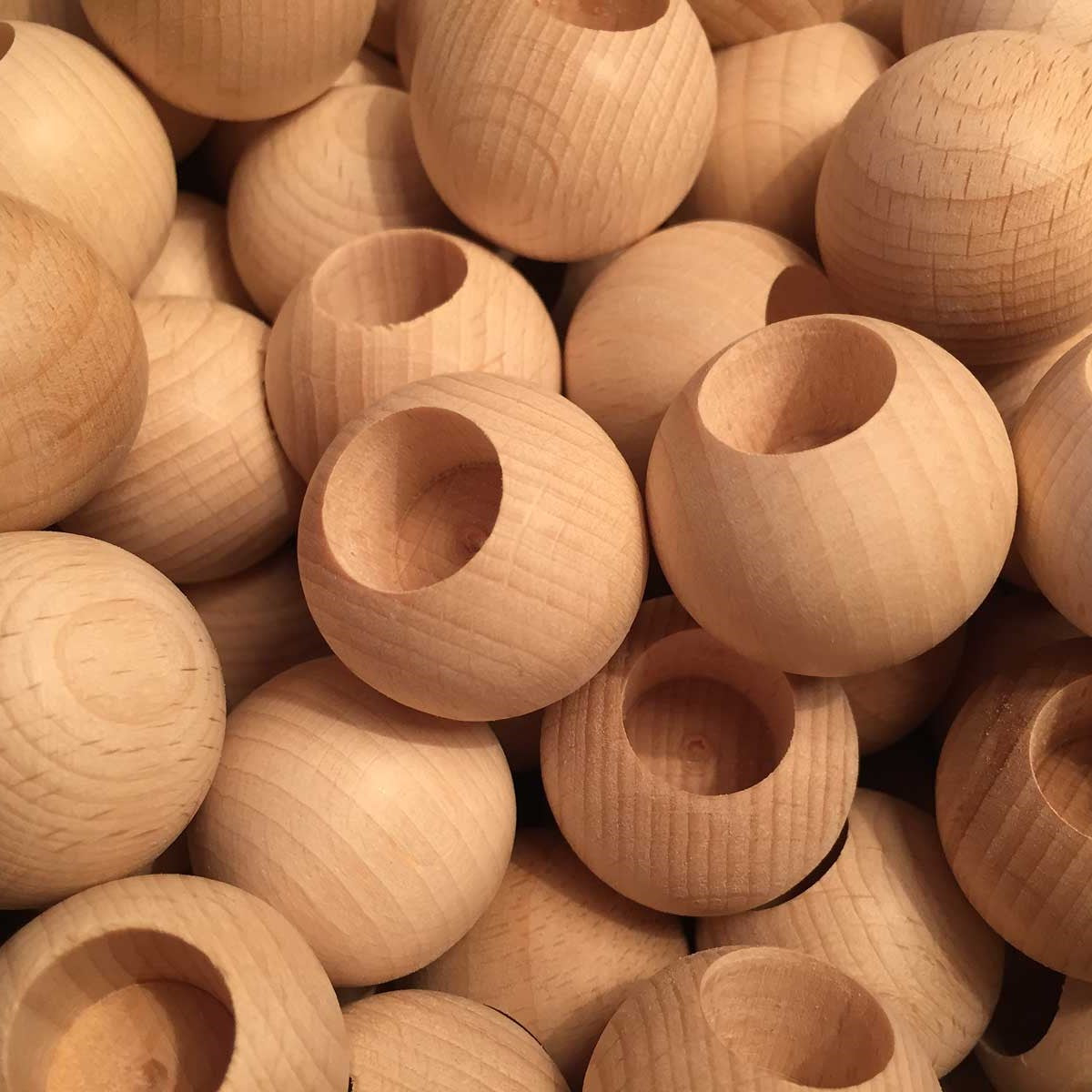 Half bored wooden round beads 10 pcs in unit