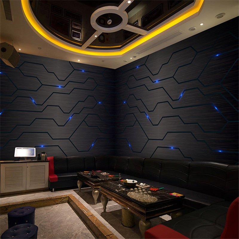 3D Black Metal Circuit Board Industrial Decor Wall Paper Technology Company Decor Mural E-Sports Hall Internet Bar KTV Wallpaper